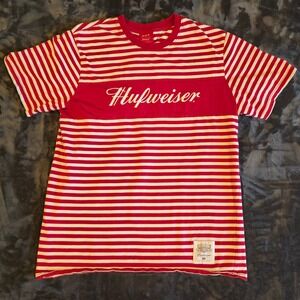 HUF x Budweiser Hufweiser Striped T-Shirt Mens Large Red White Collaboration